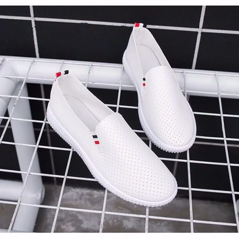 Espadrille Slip On - ผู้หญิงรองเท้าผ้าใบสีขาวรองเท้าCut-Outผู้หญิงLoafers Puหนังรองเท้ารองเท้าส้นสูงรองเท้าสบายๆEspadrillesสุภาพสตรีรองเท้า
