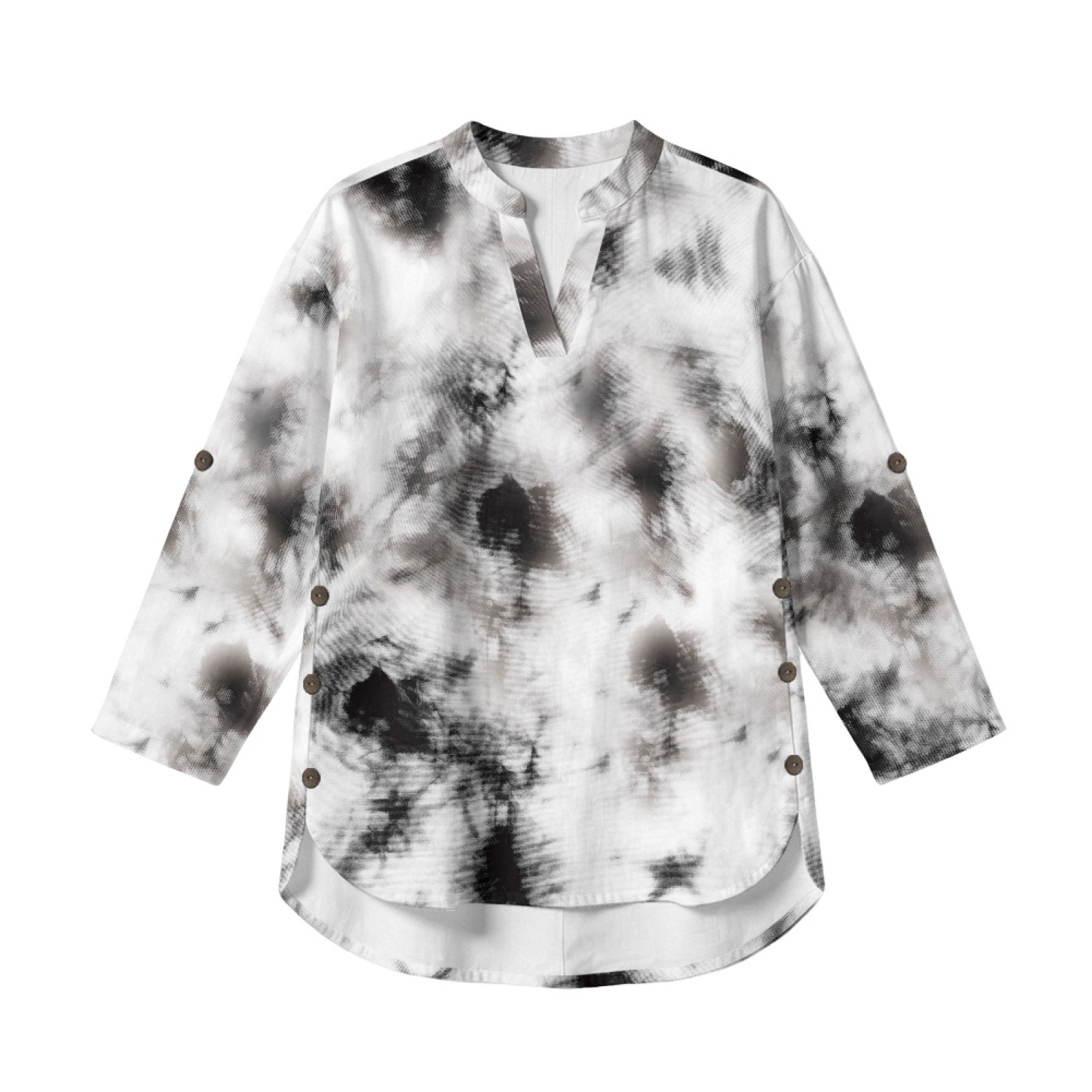 Linen Shirt Breathable - INSTANTARTS เสื้อเชิ้ตผ้าลินินคอวีสำหรับผู้หญิง เสื้อแขนยาวระบายอากาศได้ดี แขนเสื้อม้วนขึ้นได้ น้ำหนักเบา สวมใส่สบาย