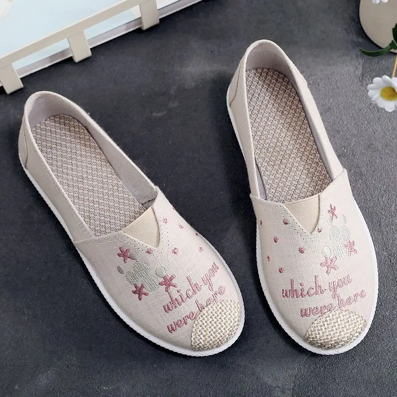 Espadrille Slip On - รองเท้าผ้าใบสวมแบบสลิปออน หัวมน น่ารัก สำหรับผู้หญิง สีชมพู ไซส์