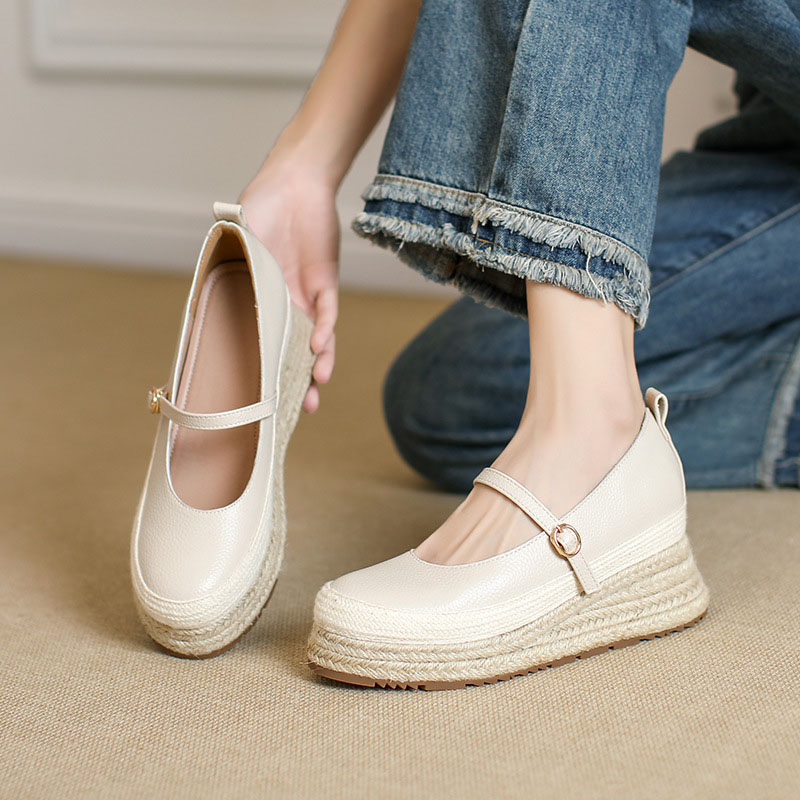 Espadrille Slip On - XMWRLW 2026 ผู้หญิงฤดูใบไม้ผลิฤดูร้อนรองเท้าส้นสูงแฟชั่นรองเท้าส้นสูง 8 ซม.รองเท้าส้นสูงผู้หญิงฤดูร้อนรองเท้าสวมพื้นยางรองเท้าขนาด 33