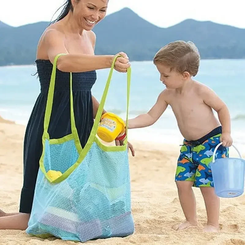 Beach Towel Large - กระเป๋าชายหาดขนาดใหญ่สำหรับใส่ผ้าเช็ดตัว กระเป๋าเครื่องสำอางสำหรับผู้หญิง กระเป๋าใส่ของเล่นอาบน้ำสำหรับเด็ก กระเป๋าตาข่ายพกพาสำหรับเก็บของ