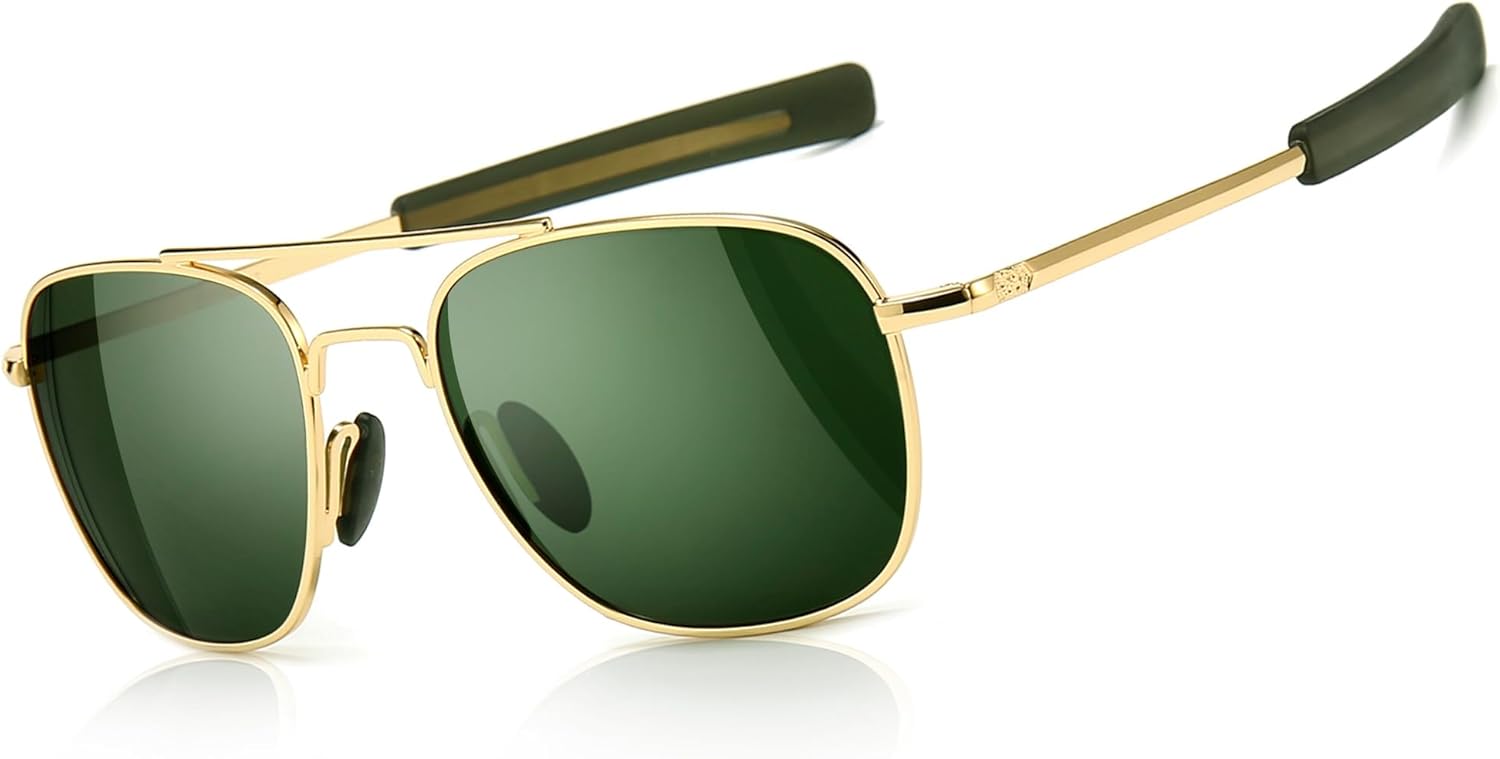Sunglasses Aviator Polarized - แว่นกันแดดโพลาไรซ์ทรงนักบินสไตล์ทหารสำหรับผู้ชาย พร้อมขาแว่นแบบ Bayonet สำหรับกิจกรรมกลางแจ้ง