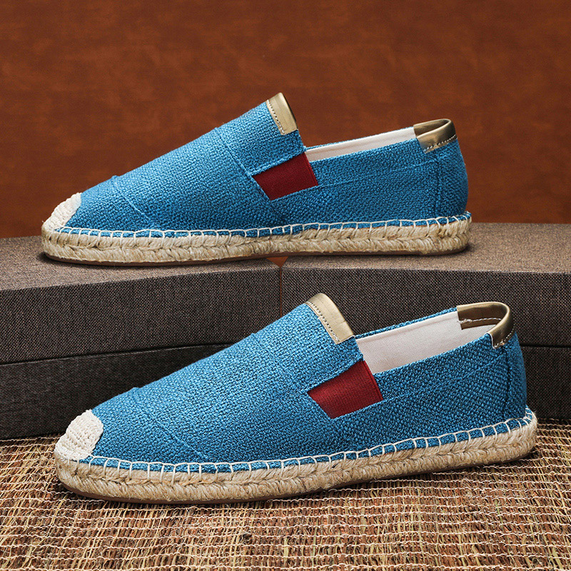 Espadrille Slip On - รองเท้าผ้าใบแบบสวมรุ่นใหม่ล่าสุดปี 2026 รองเท้าลำลองทอแบบสบายๆ กำลังฮิต ราคาถูกสำหรับผู้ชาย ใส่สบายในฤดูใบไม้ร่วง