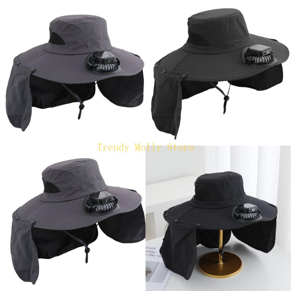 Packable Hat Nylon - หมวกพัดลมระบายความร้อนอัตโนมัติ N5KB พร้อมจอแสดงผลแบตเตอรี่ กีฬากลางแจ้ง ป้องกันแสงแดด ผ้าโพลีเอสเตอร์ที่สะดวกสบายแบบพกพา