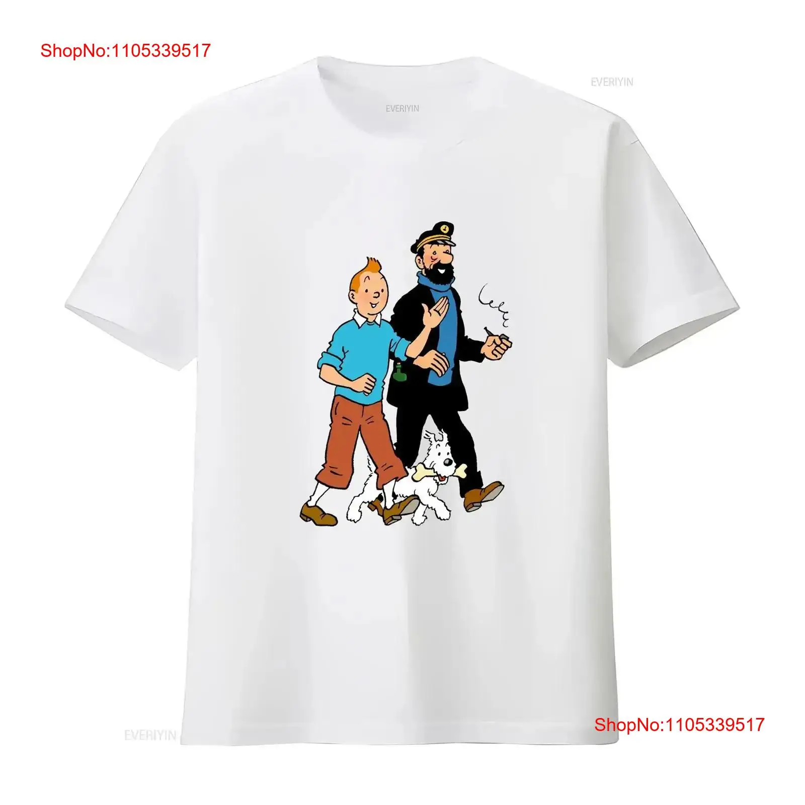 Tee Graphic Print - เสื้อยืดแขนยาวลายการ์ตูน Walking With Captain Haddock สไตล์วินเทจ