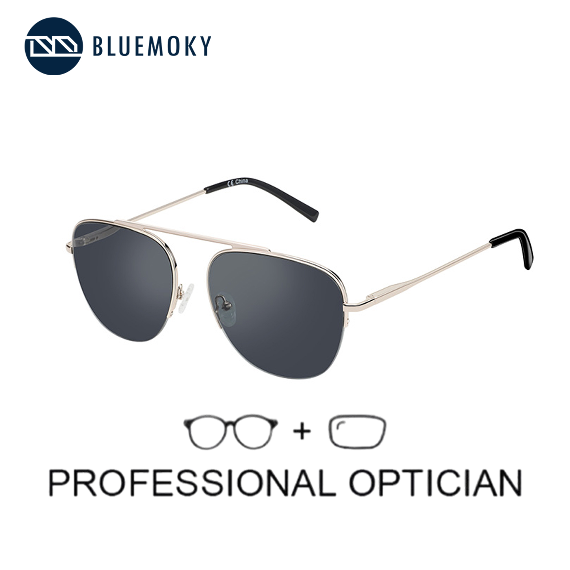 Sunglasses Aviator Polarized - BLUEMOKY แฟชั่นแว่นตากันแดดโพลาไรซ์ Aviator Progressive Optical Shade