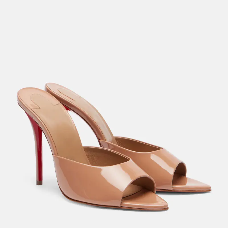 Casual Sandal Leather - รองเท้าสำหรับผู้หญิงใหม่ รองเท้าแตะแบบเปิดนิ้วเท้าสไตล์โรมัน ประดับโลหะ รองเท้าผู้หญิงเซ็กซี่ รองเท้าลำลองสำหรับใส่กลางแจ้ง ส้นสูง