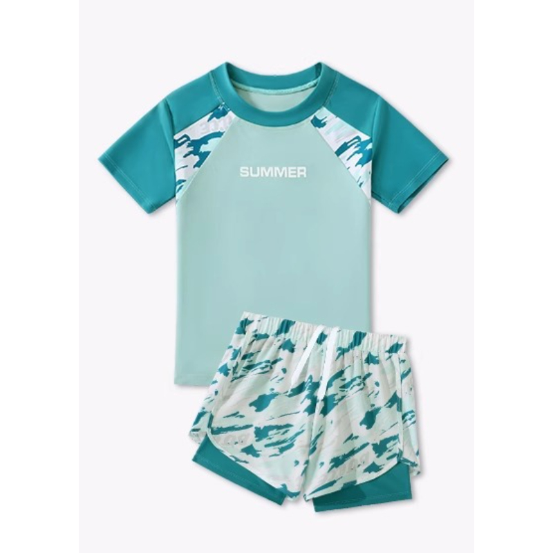 Swim Trunk Quick Dry - ชุดว่ายน้ำเด็กชายแบบสองชิ้น ปี 2026 ชุดว่ายน้ำเด็กฤดูร้อน ชุดว่ายน้ำสองชั้น กางเกงว่ายน้ำเด็กวัยรุ่น