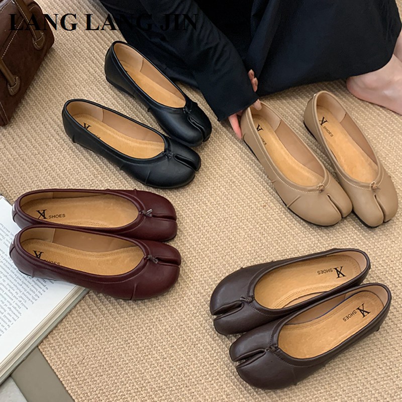 Espadrille Slip On - รองเท้าบัลเล่ต์แบบสวมสำหรับผู้หญิง สไตล์แฟชั่น ทับิ ลำลอง แบบสวม หนังจีบ