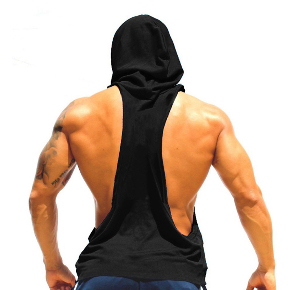 Tank Top Muscle - เสื้อแขนกุดมีฮู้ดสำหรับผู้ชายเสื้อผ้าออกกำลังกายฟิตเนสแบบไม่มีหน้าอก