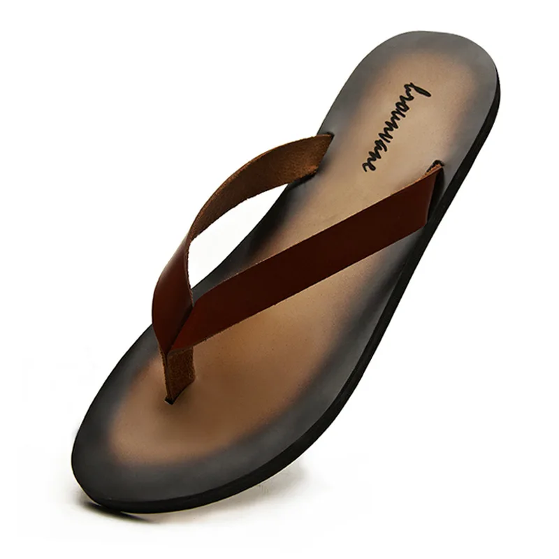 Flip Flop Leather Men - รองเท้าแตะหนังแท้คลาสสิกสำหรับผู้ชาย รุ่นใหม่ประจำฤดูร้อนปี 2026 ทำมือ สวมใส่สบาย คุณภาพดี
