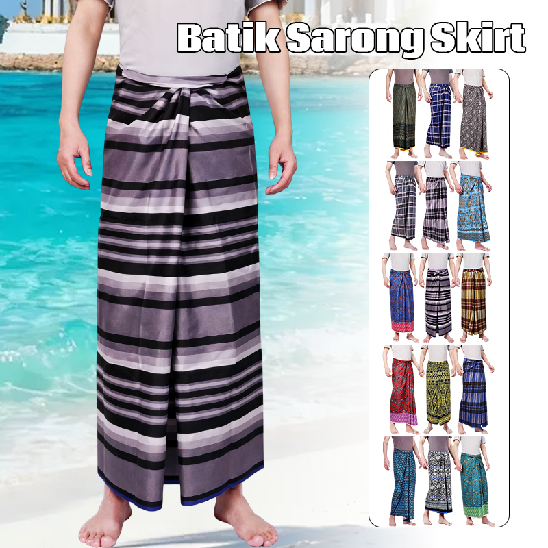 Sarong Men Wrap - ผ้าบาติก ผ้าซารอง กระโปรง ชุดเดรสแบบดั้งเดิมของชาวไท ชุดคลุมชายหาดสไตล์ฮาวาย ผ้าคลุมชายหาดฤดูร้อน