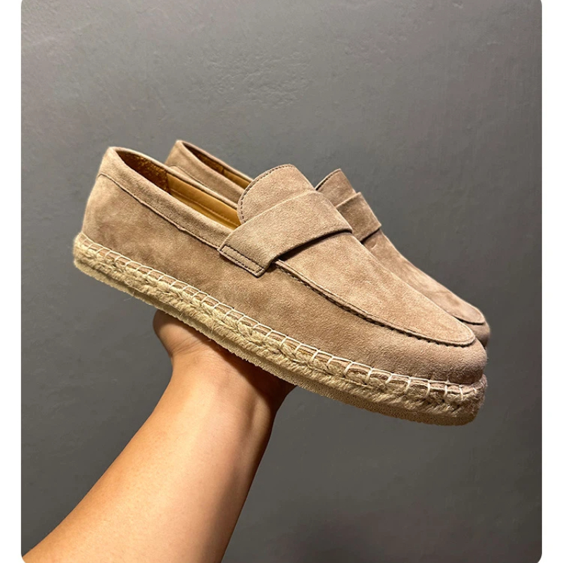 Espadrille Slip On - รองเท้าเอสปาดริลล์หนังกลับแกะระบายอากาศสำหรับผู้ชาย YETTIES พร้อมหนังแกะคุณภาพพรีเมียม แบบสวมสบาย พื้นรองเท้าทำจากเชือกปอและสวมใส่สบาย