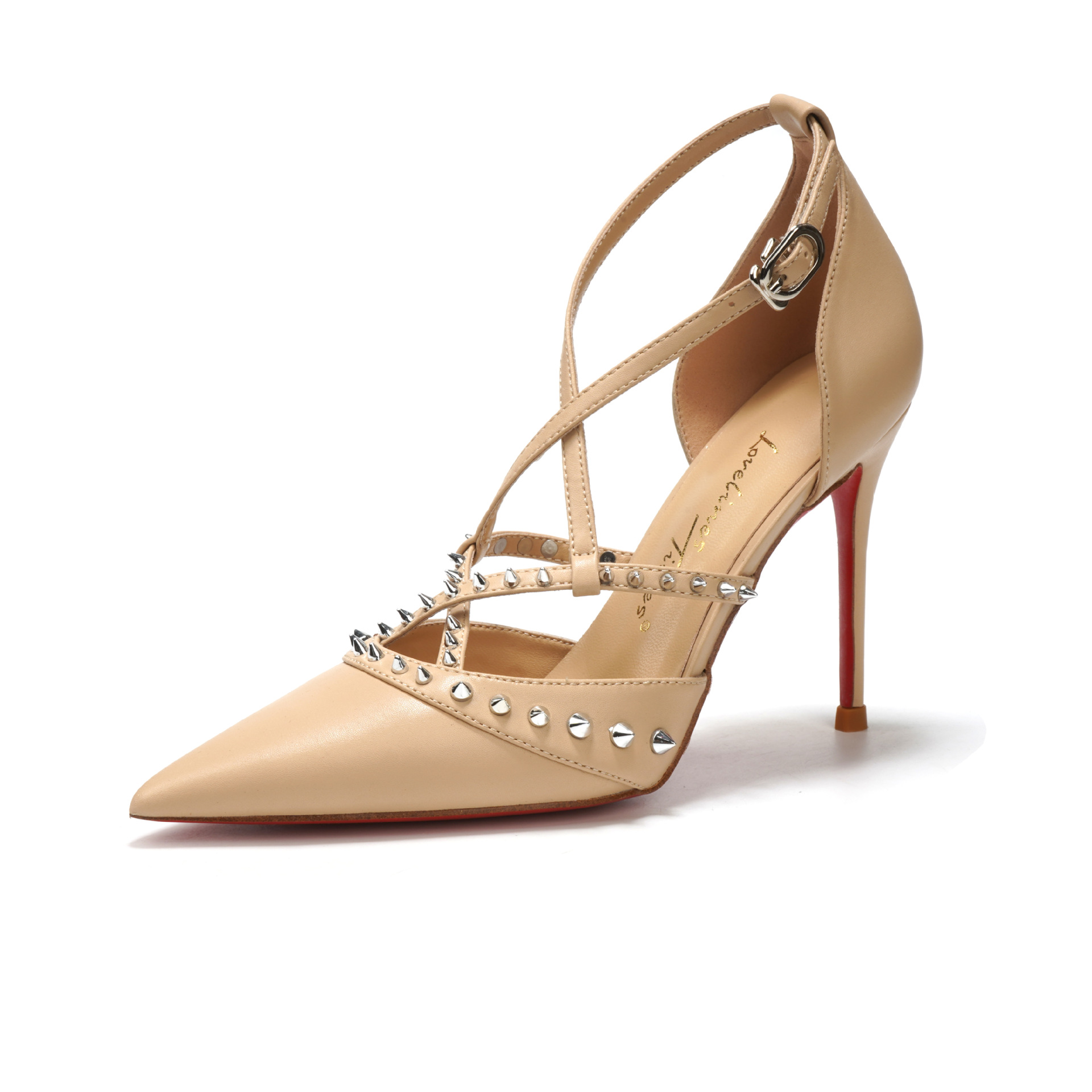 Casual Sandal Leather - Retro รองเท้าผู้หญิงรองเท้าแตะ Stiletto รองเท้าส้นสูงหญิง Beige Original
