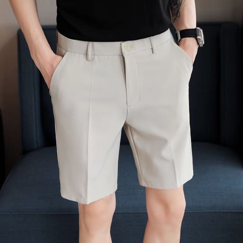 Shorts Chino Slim - กางเกงขาสั้นทรงสลิมฟิตสำหรับผู้ชาย ผ้าบางเบา ใส่สบาย เหมาะสำหรับฤดูร้อน ทรงตรง สไตล์ลำลองและธุรกิจ
