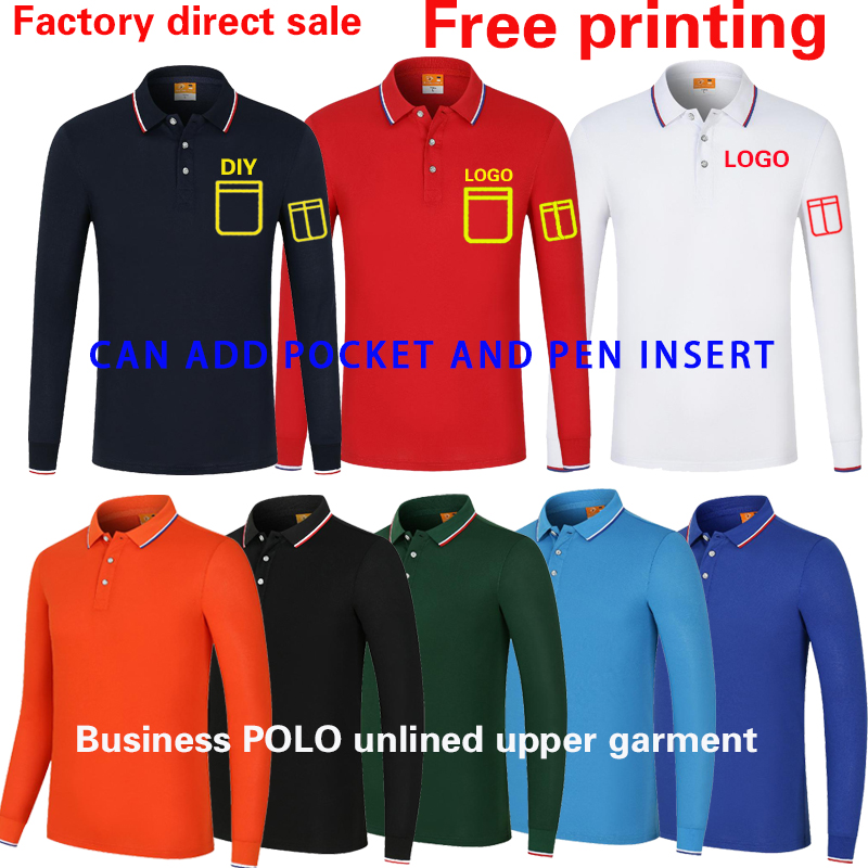 Polo Shirt Pique - เสื้อยืดไฮเอนด์สำหรับใส่ทำงานเสื้อโปโลแขนยาวแบบสั่งทำพิมพ์โลโก้ปักลายผ้าฝ้ายเสื้อยืดโฆษณาสั่งทำ