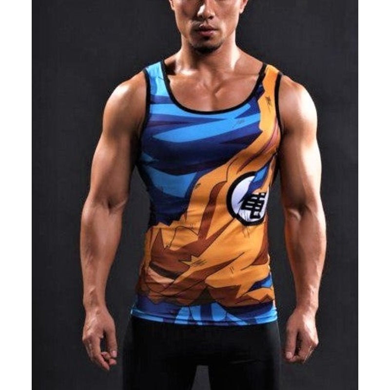 Tank Top Muscle - เสื้อกล้ามคอสเพลย์โกคู อนิเมะ ฤดูร้อน 2026 สำหรับผู้ชาย เสื้อผ้าออกกำลังกาย