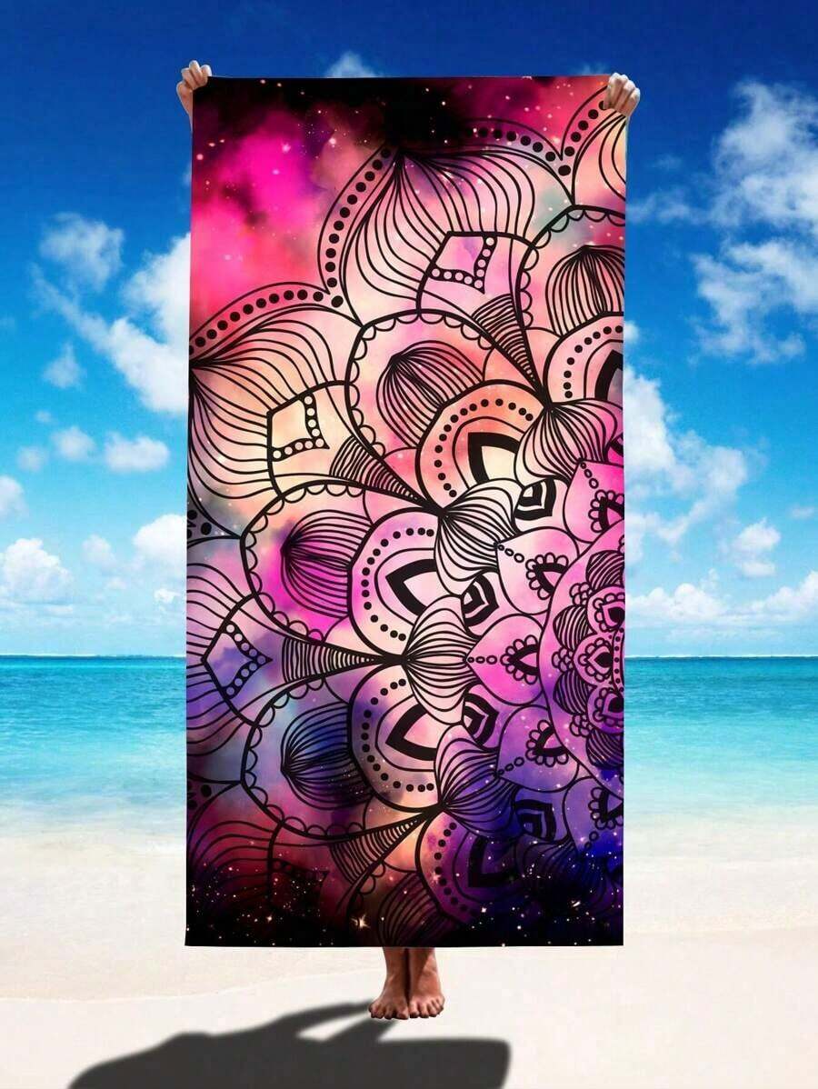 Beach Towel Large - ผ้าห่มชายหาด/ผ้าเช็ดตัวพิมพ์ลายดาวหรือลายมันดาลา 250gsm ซึมซับเร็ว แห้งไว ผ้าเช็ดตัวชายหาดขนาดใหญ่พิเศษ เสื่อโยคะ