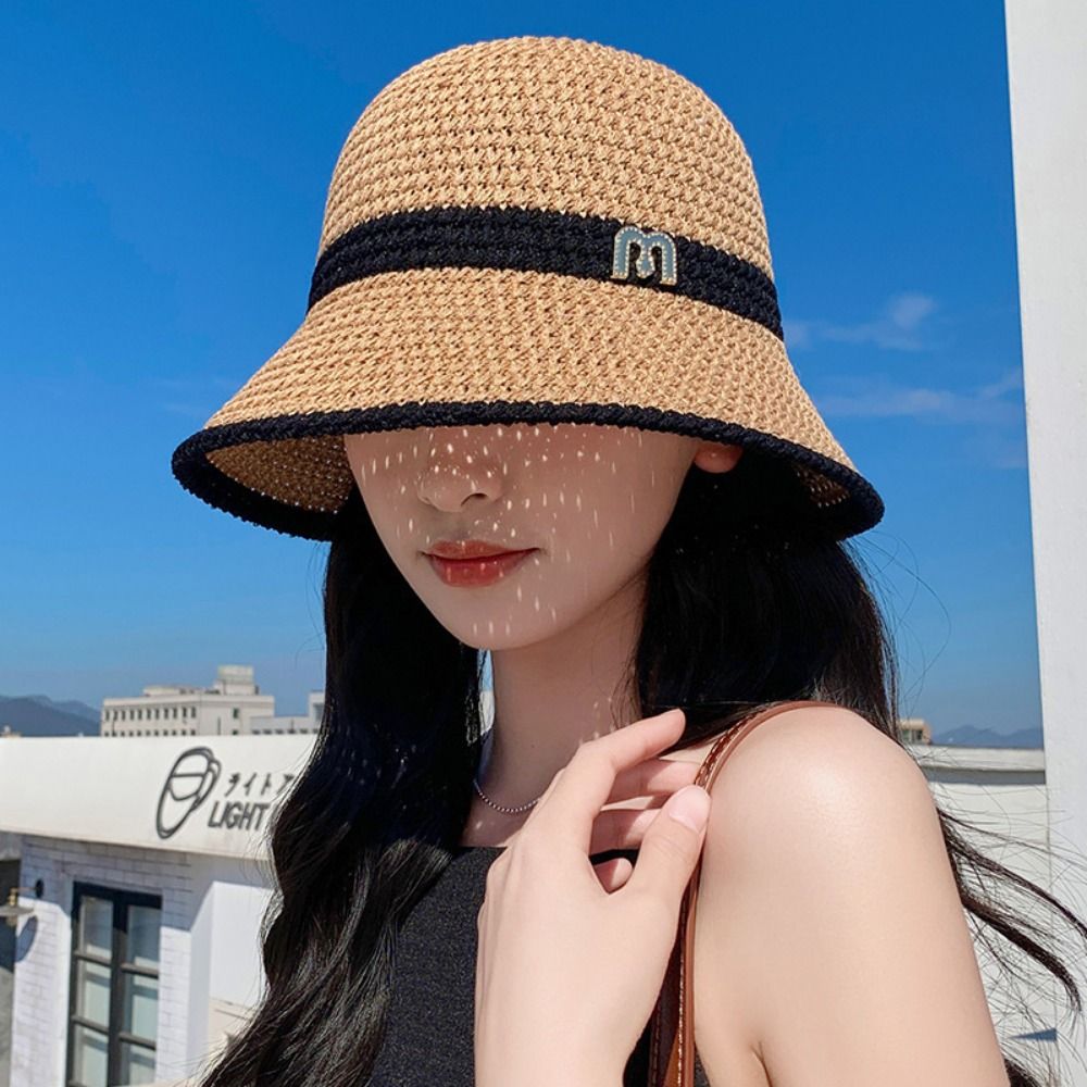 Bucket Hat Straw - Elegant Bow หมวกชาวประมงหมวกปีกกว้างพับได้ผู้หญิงหมวกบังแดด Sunshade UV Protection