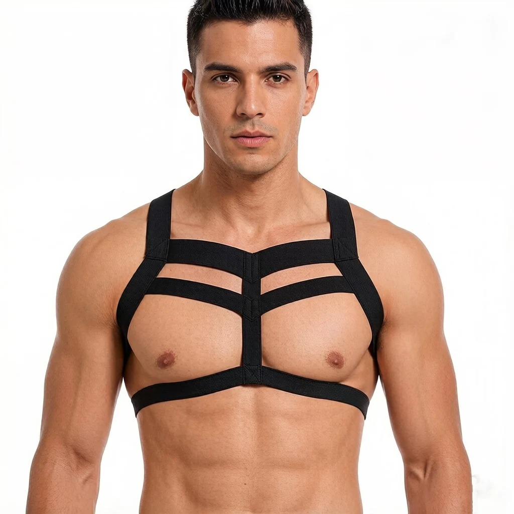 Tank Top Muscle - เสื้อกล้ามยางยืดแบบมีสายรัดไหล่ปรับได้สำหรับผู้ชาย เสื้อกล้ามออกกำลังกาย สายรัดกล้ามเนื้อ ชุดคลับแวร์ เครื่องประดับตกแต่งหน้าอก