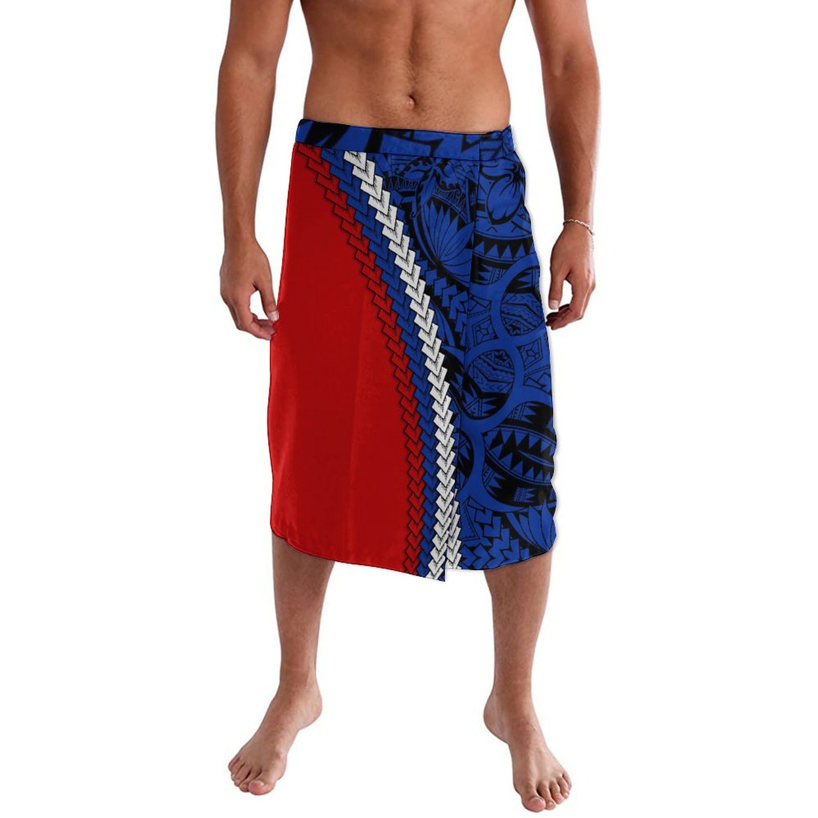 Sarong Men Wrap - ชุดเดรสชายหาดของผู้ชายฮาวายผ้าพิมพ์ลายชายหาดผ้าคอตตาโปลีเนเซียผ้ากันเปื้อนไซส์พิเศษ