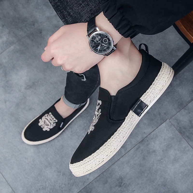 สีดําBreathableรองเท้าสําหรับช - Espadrille Slip On บทวิจารณ์และราคา