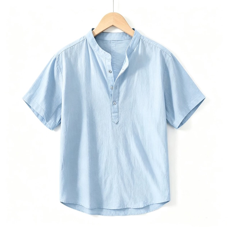 เสื้อยืดแขนสั้นผู้ชายสำหรับฤดู - Linen Shirt Breathable บทวิจารณ์และราคา