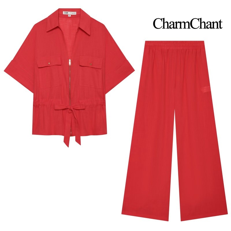 ชุดเซ็ตสองชิ้นผ้าลินินผสมสำหรั - Short Linen Drawstring บทวิจารณ์และราคา