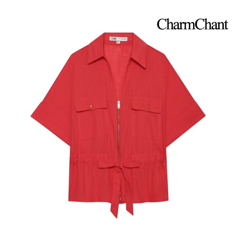 ชุดเซ็ตสองชิ้นผ้าลินินผสมสำหรั - Short Linen Drawstring บทวิจารณ์และราคา