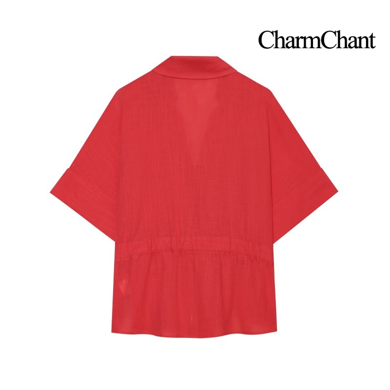 ชุดเซ็ตสองชิ้นผ้าลินินผสมสำหรั - Short Linen Drawstring บทวิจารณ์และราคา
