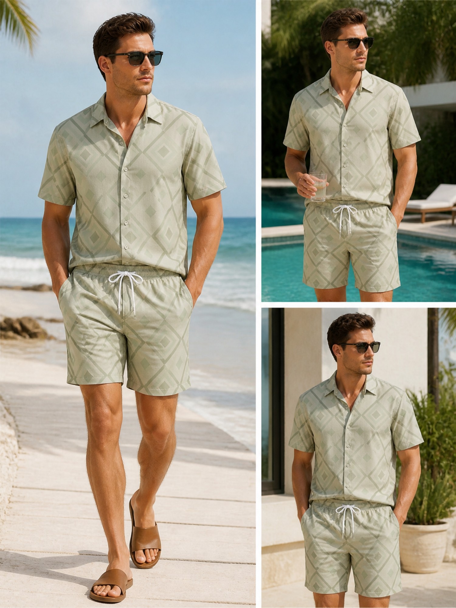 ชุดเสื้อเชิ้ตแขนสั้นลายดอกไม้ส - Resort Shirt Floral บทวิจารณ์และราคา