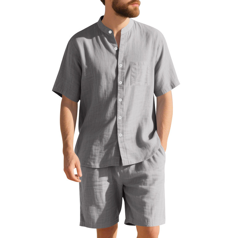 ชุดสูทผ้าลินินผู้ชายสำหรับฤดูร - Linen Shirt Breathable บทวิจารณ์และราคา