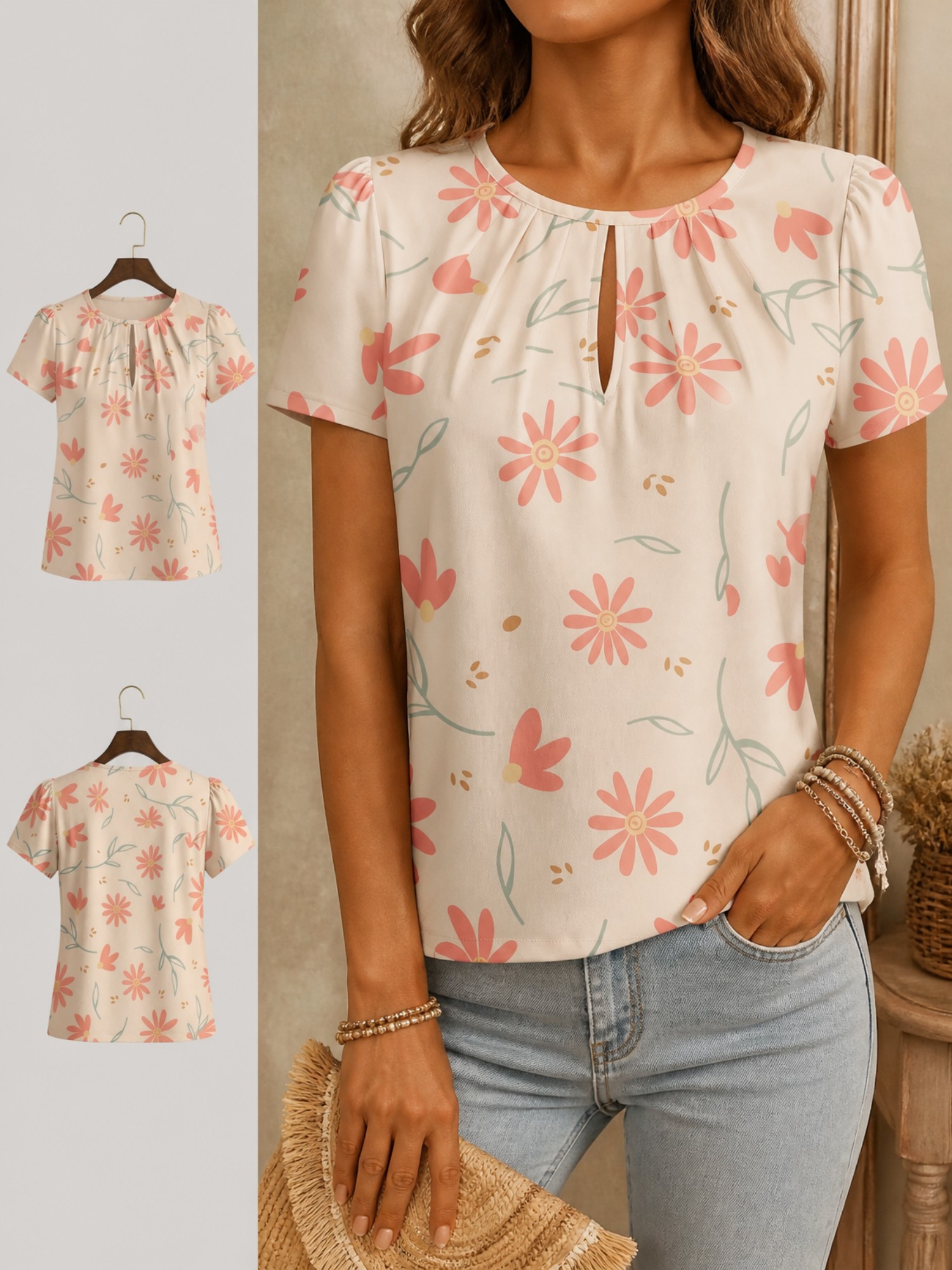 2026 เสื้อยืดคอกลมผู้หญิงแบบให - Resort Shirt Floral บทวิจารณ์และราคา