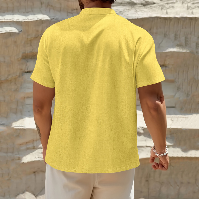 เสื้อเชิ้ตแขนสั้นคอปกผ้าฝ้ายลิ - Linen Shirt Breathable บทวิจารณ์และราคา