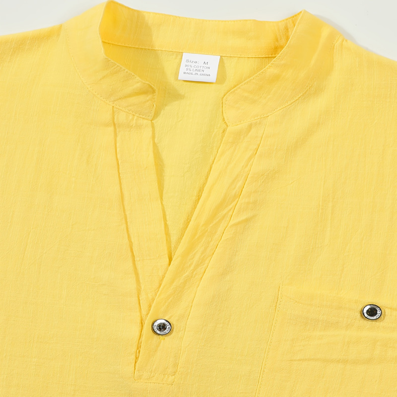 เสื้อเชิ้ตแขนสั้นคอปกผ้าฝ้ายลิ - Linen Shirt Breathable บทวิจารณ์และราคา