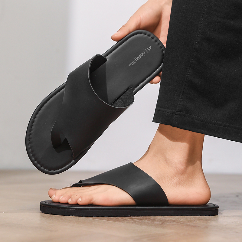 รองเท้าแตะผู้ชายคุณภาพสูงแฟชั่ - Flip Flop Leather Men บทวิจารณ์และราคา