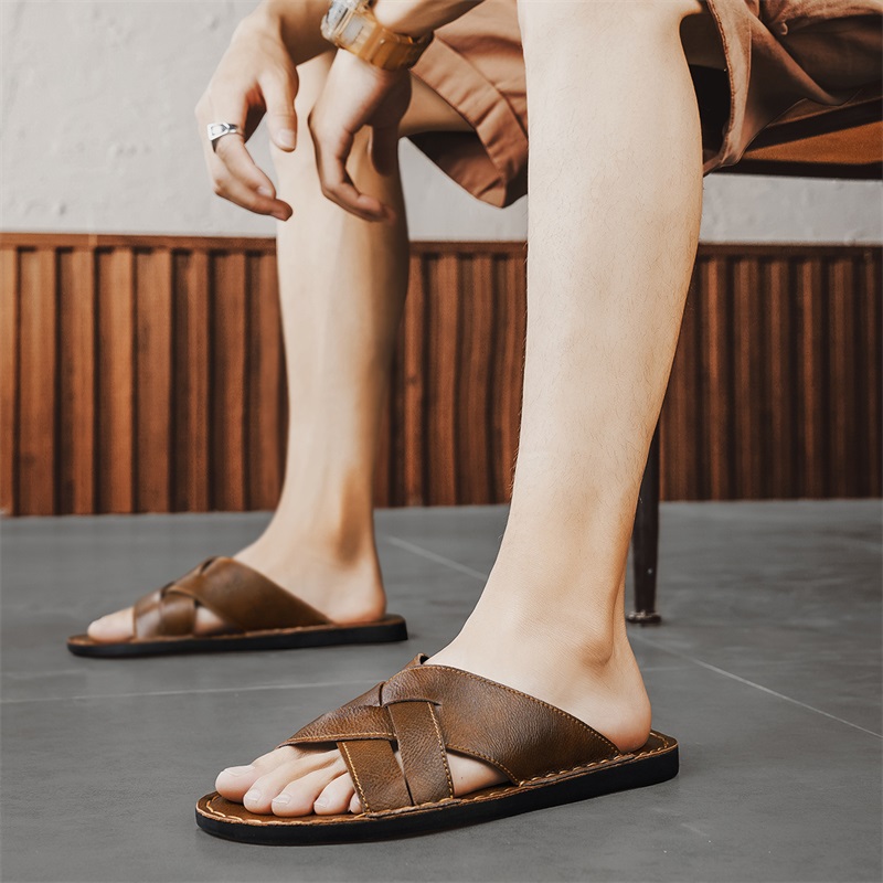 รองเท้าแตะหนังแท้สำหรับผู้ชาย  - Flip Flop Leather Men บทวิจารณ์และราคา