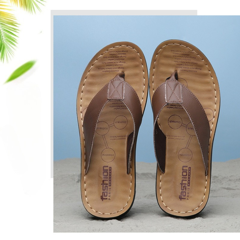 รองเท้าแตะหนังผู้ชาย รุ่นปี 20 - Flip Flop Leather Men บทวิจารณ์และราคา