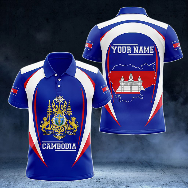 เสื้อโปโลลายธงชาติกัมพูชาแบบกำ - Shirt Camp Collar บทวิจารณ์และราคา