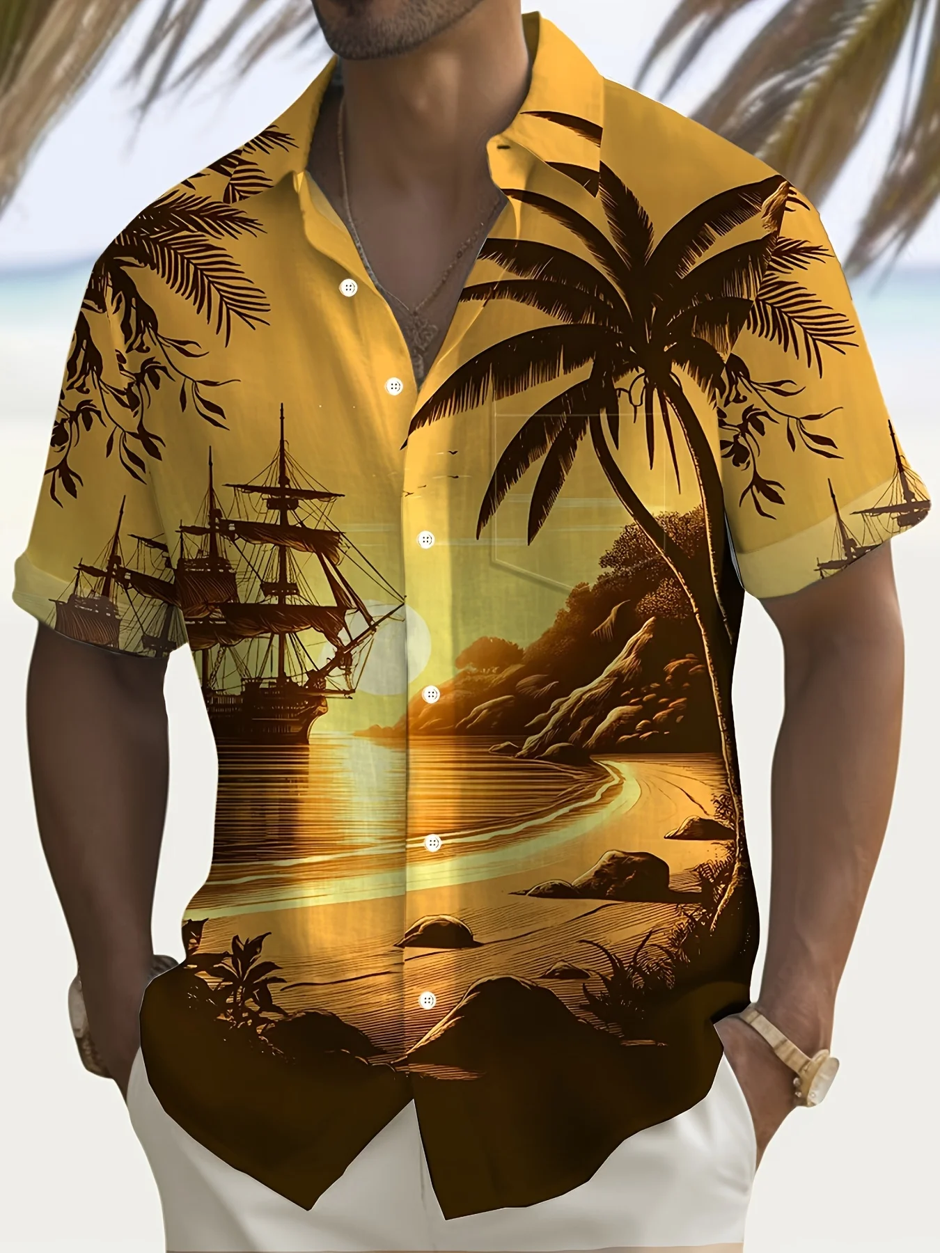 เสื้อเชิ้ตคอปกพิมพ์ลายมินิมอล  - Resort Shirt Floral บทวิจารณ์และราคา
