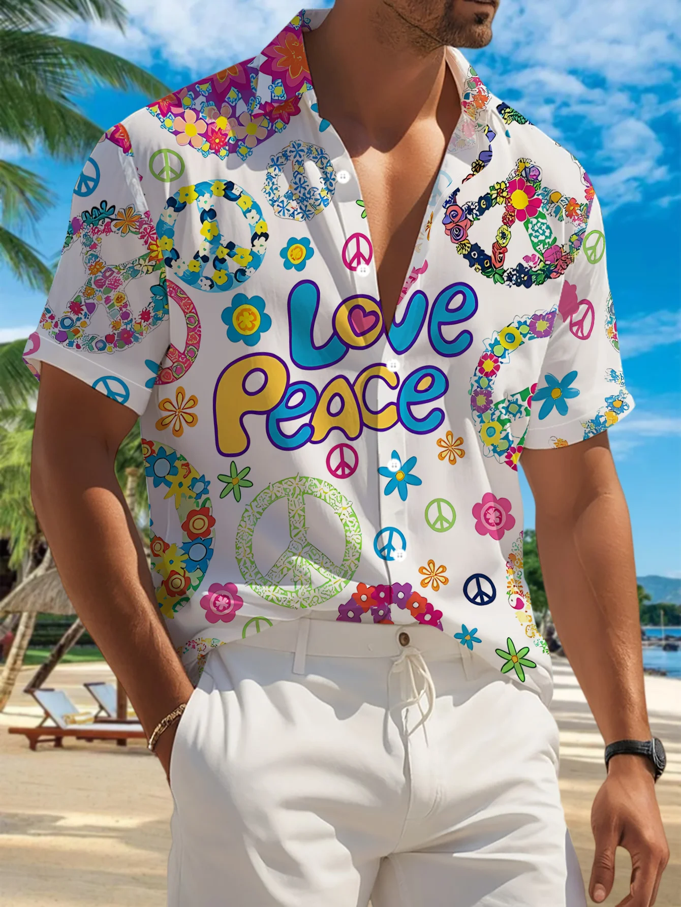 เสื้อเชิ้ตคอปกพิมพ์ลายมินิมอล  - Resort Shirt Floral บทวิจารณ์และราคา