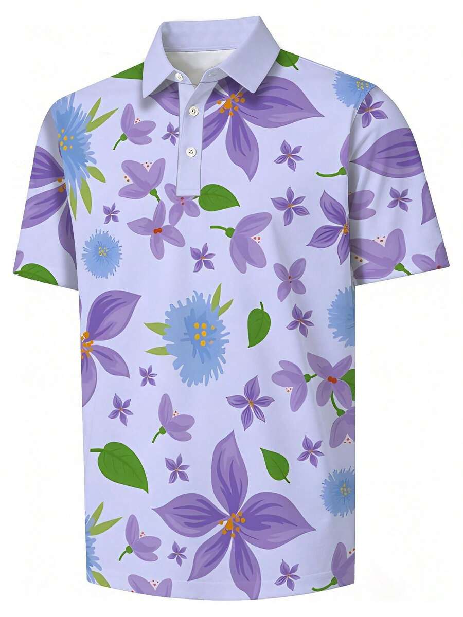 เสื้อเชิ้ตพิมพ์ลายดอกไม้สำหรับ - Polo Shirt Pique บทวิจารณ์และราคา