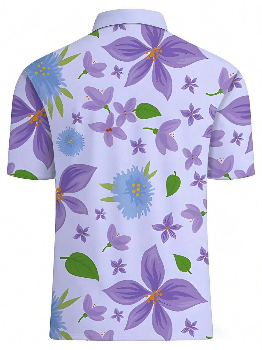 เสื้อเชิ้ตพิมพ์ลายดอกไม้สำหรับ - Polo Shirt Pique บทวิจารณ์และราคา