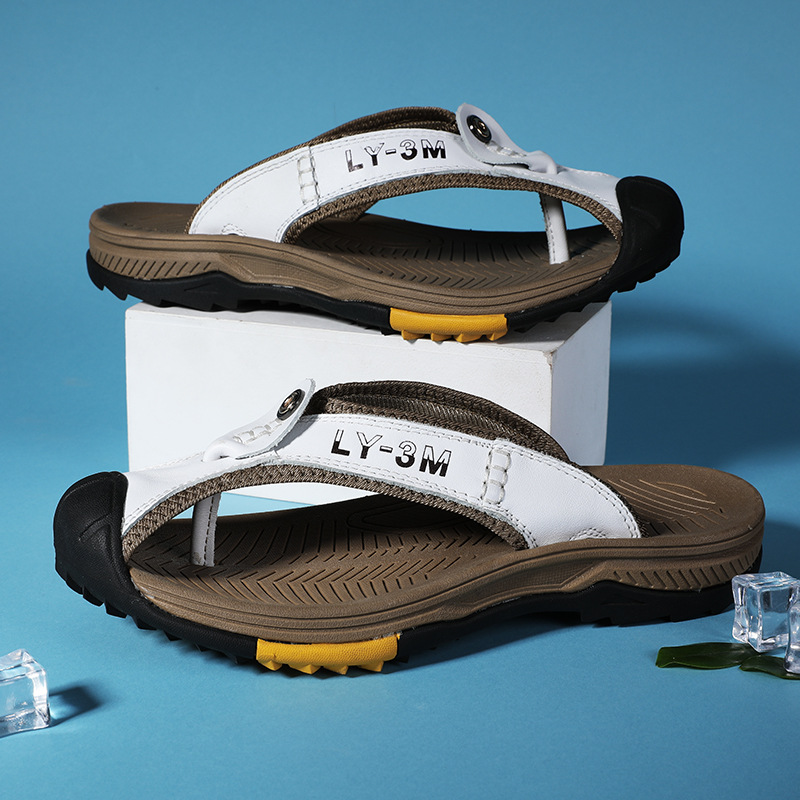 รองเท้าแตะหนังแท้ผู้ชายแบบใหม่ - Flip Flop Leather Men บทวิจารณ์และราคา