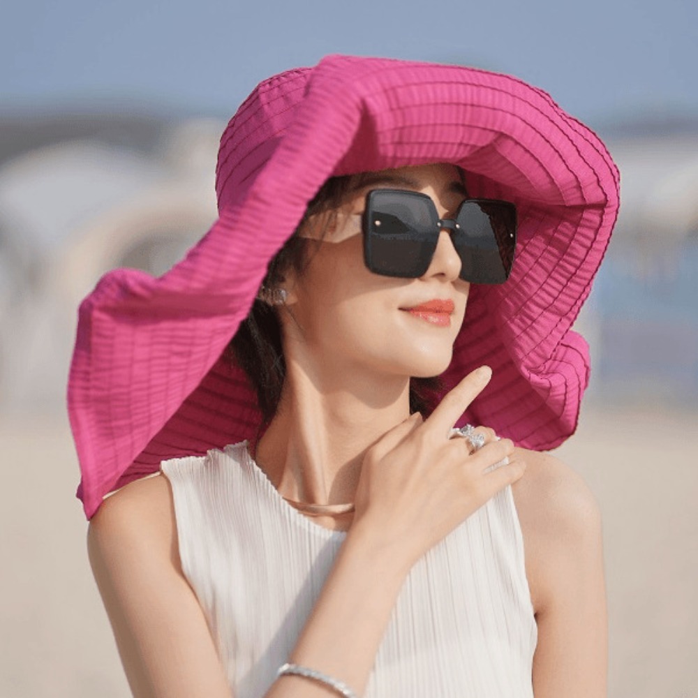 หมวกปีกกว้างแบบพับได้ DIY รูปท - Packable Hat Nylon บทวิจารณ์และราคา