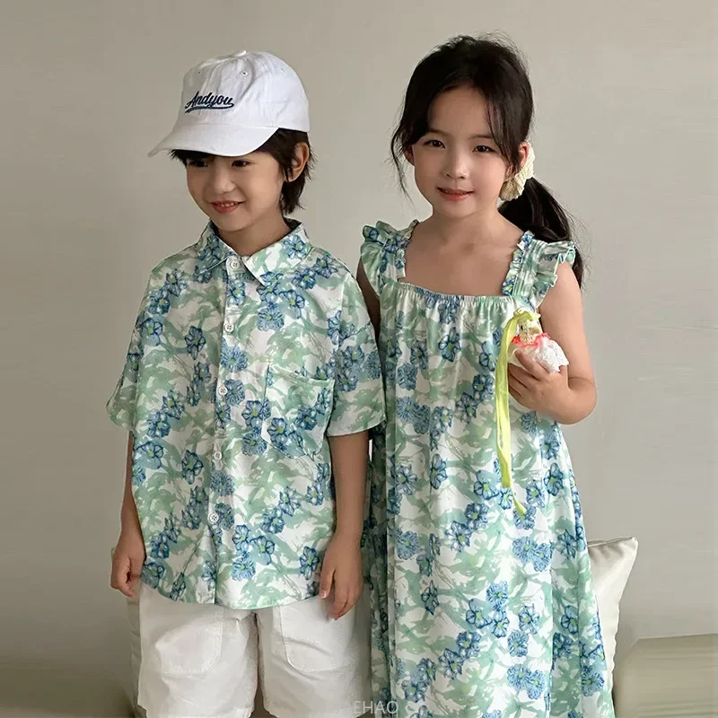 เสื้อเด็กผู้ชายสไตล์เกาหลี ชุด - Resort Shirt Floral บทวิจารณ์และราคา