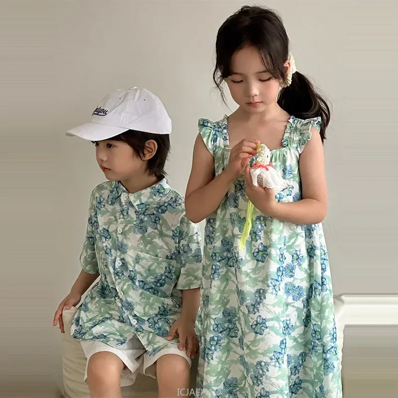 เสื้อเด็กผู้ชายสไตล์เกาหลี ชุด - Resort Shirt Floral บทวิจารณ์และราคา