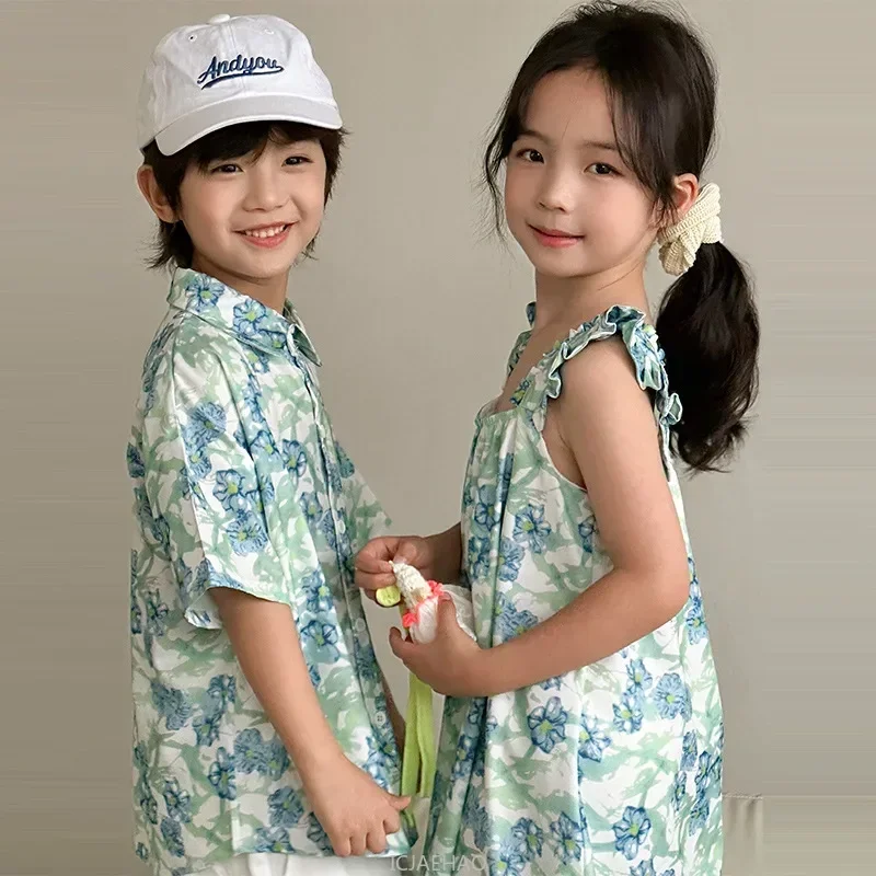 เสื้อเด็กผู้ชายสไตล์เกาหลี ชุด - Resort Shirt Floral บทวิจารณ์และราคา