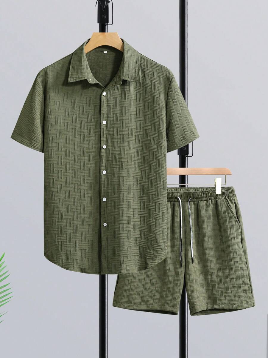 ชุดเสื้อเชิ้ตแขนสั้นสำหรับผู้ช - Short Linen Drawstring บทวิจารณ์และราคา