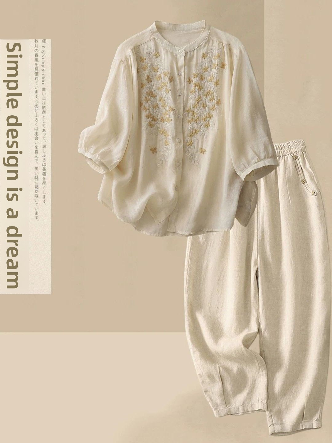 ชุดลำลองผ้าฝ้ายลินินสำหรับฤดูร - Linen Shirt Breathable บทวิจารณ์และราคา